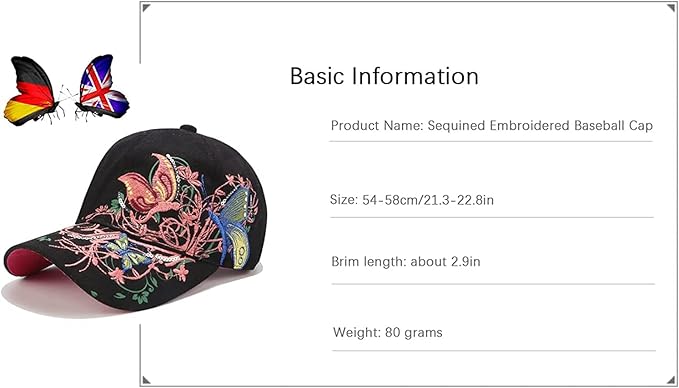 Trucker Hats California H Womens Hat Trendy Creativity Flowers Butterfly Sequins Embroidered Baseball Cap