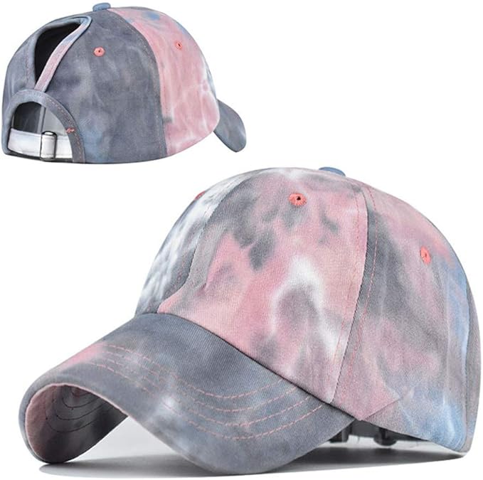 Criss Cross Hat Washed Distressed Baseball Cap Ponytail Hat High Messy Bun Ponycap for Women