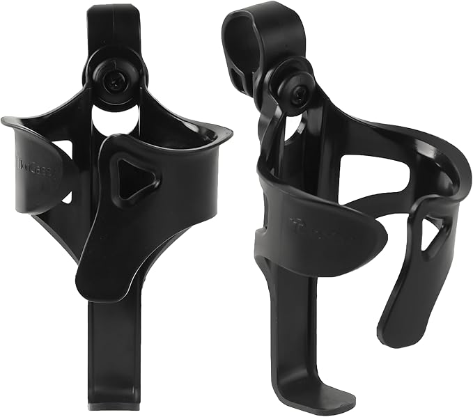 TonGass 2-Pack Golf Push Cart Cup Holder, Universal Plastic Golf Trolley Drink Holder Mount for Golfs Push Carts, Durable Shock-Resistant Design Fits Most Golfs Trolley Tubes and Handles - Black