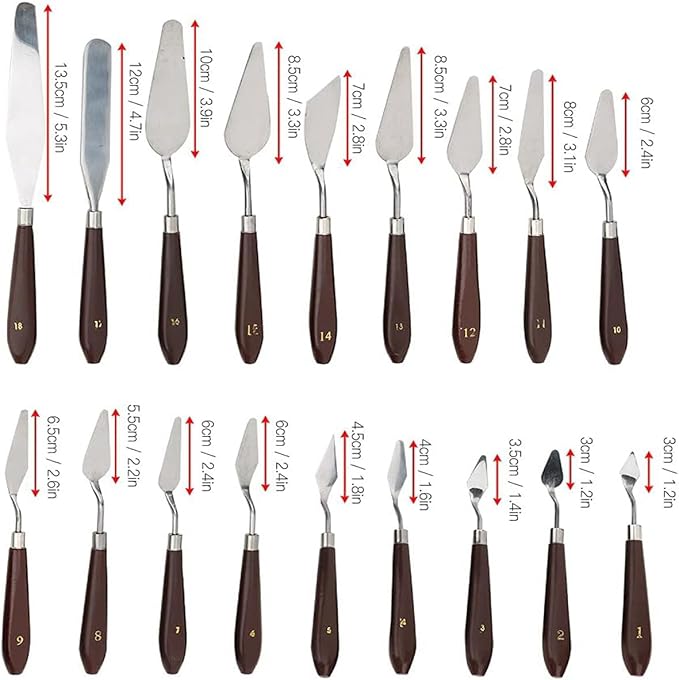 18 Piece Painting Knives Stainless Steel Spatula Palette Knife Professional - Image 2
