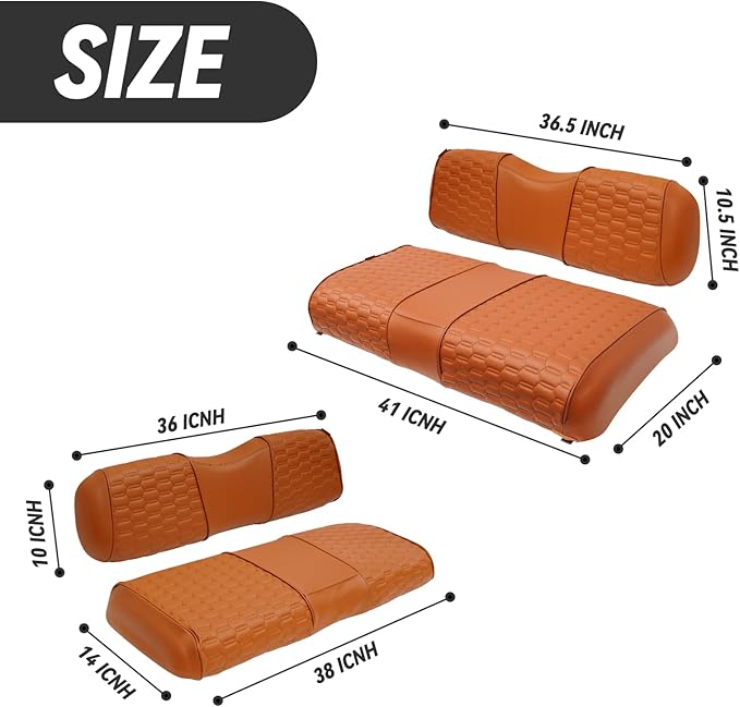 Golf Cart Seat Covers for EZGO TXT Club Car DS Gas or Electric OEM Regular Seat Cushion, No Staple, Golf Cart Vinyl Replacement Seat Cover