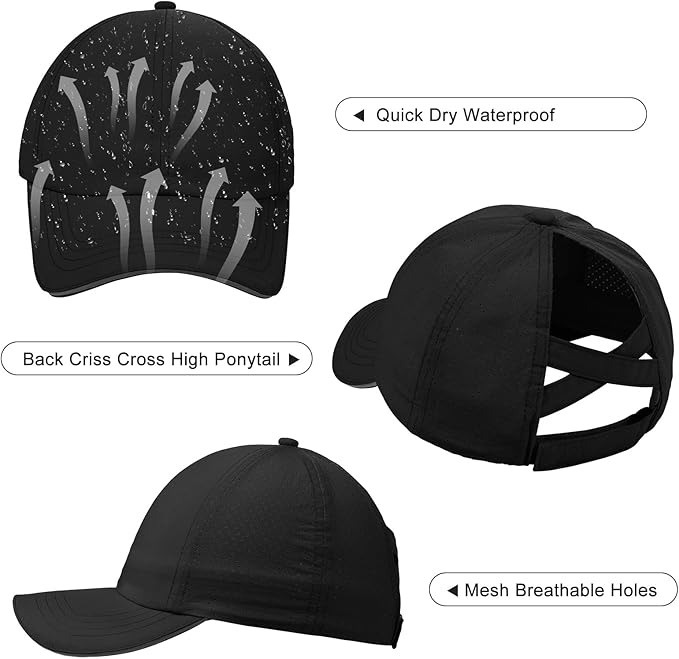 Girls Criss Cross Ponytail Hat Mesh Baseball Cap Kids Quick Dry Ponycap Hats Outdoor Summer Sports Hat Age 7-12