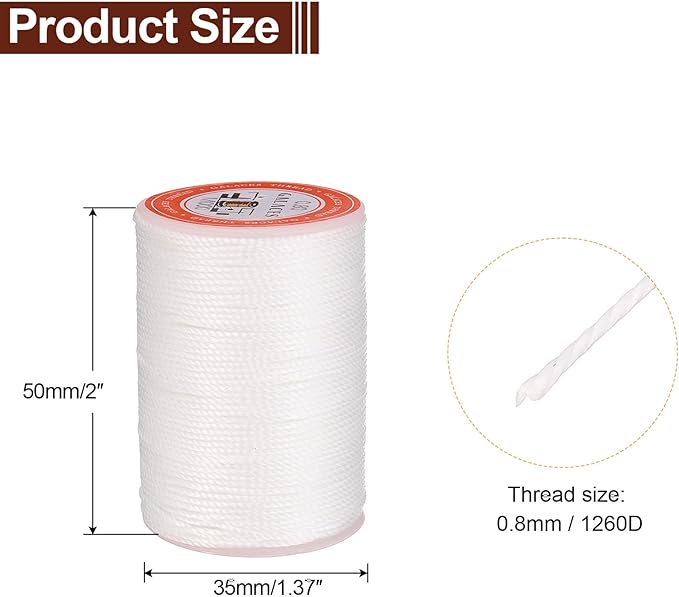 uxcell Round Leather Sewing Waxed Thread, 55m / 60 Yards Polyester Wax String - Image 2