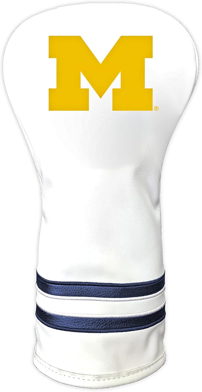 Team Golf NCAA White Vintage Driver Golf Club Headcover, Form Fitting Design, Retro Design