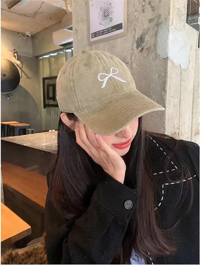 Sumleno Womens Trendy Cute Bow Baseball Cap Y2k Aesthetic Preppy Sun Cap Hiking Travel Trucker Hat Accessories