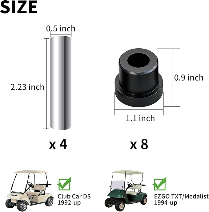 10L0L Golf Cart Rear Spring Bushing Kit for EZGO TXT & Medalist 1994-up, Club Car DS 1981-up