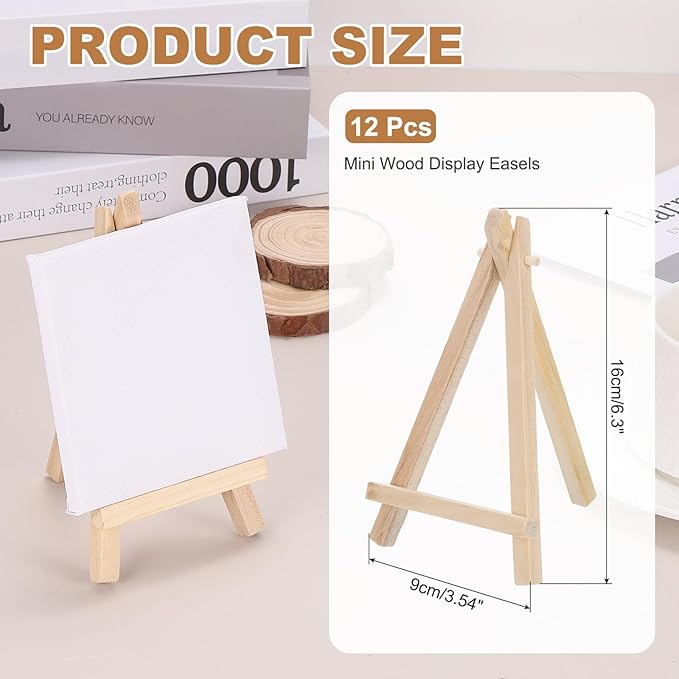 MECCANIXITY Mini Wood Display Easels, 6.3"x3.5"A-Frame Painting Tabletop Easels - Image 2