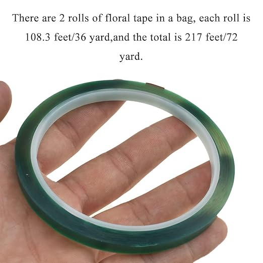 HAHIYO Clear Green 0.25Inch 2Rolls Floral Tape Waterproof Florist Tape Flower - Image 6