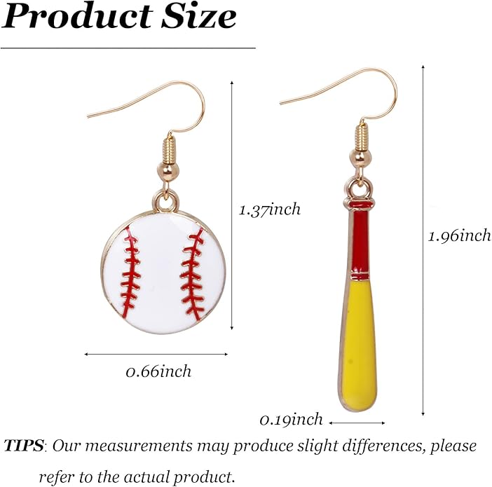 Baseball Earrings for Women Baseball Mom Accessories Essentials Game Day Fan Gifts Lightweight Sports Stud Earrings Jewelry Game Day Shirts Women