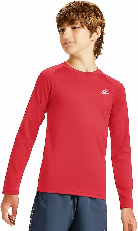 DEVOROPA Youth Boys Compression Thermal Shirt Long Sleeve Kids Fleece Baselayer Soccer Baseball Undershirt Slim/Regular/Husky
