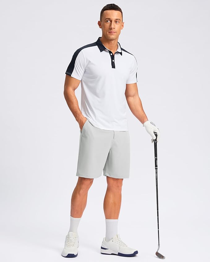 Pudolla Men's Casual Shorts 7"/9"/5" Lightweight Golf Shorts with 3 Pockets Stretch Quick Dry Comfy Work Shorts