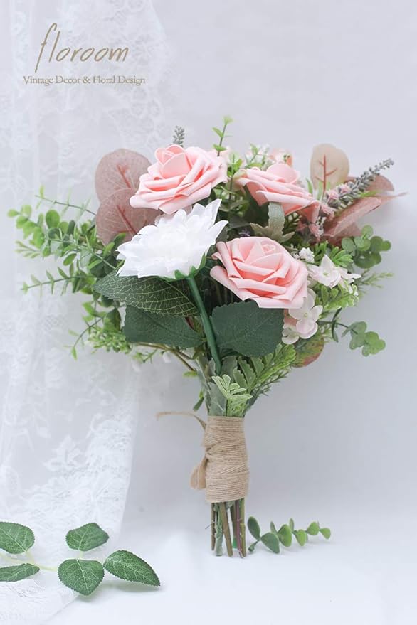Floroom Artificial Flowers 50pcs Real Looking Peach Pink Foam Fake Roses - Image 4