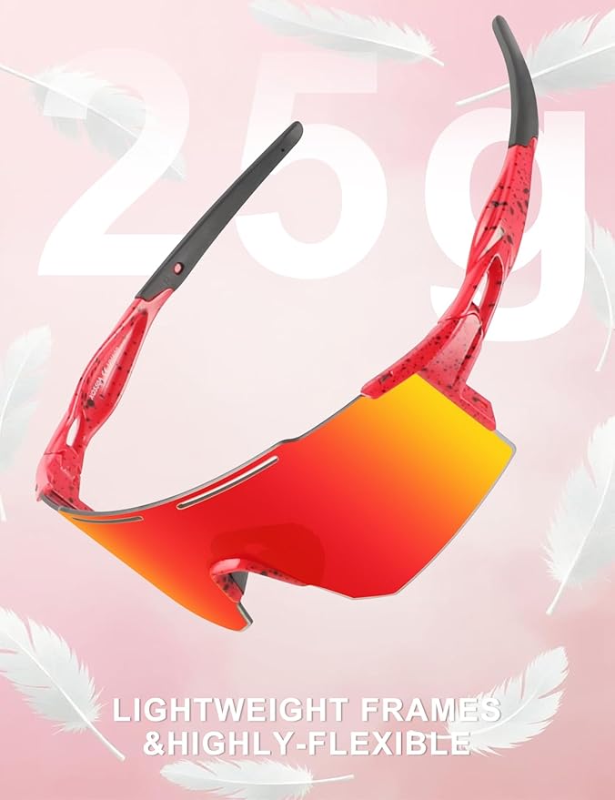 OULAIQI Cycling Sunglasses Polarized Sunglasses for Cycling Men Women with 1 Lens or 3 Interchangeable Lens Baseball Glasses