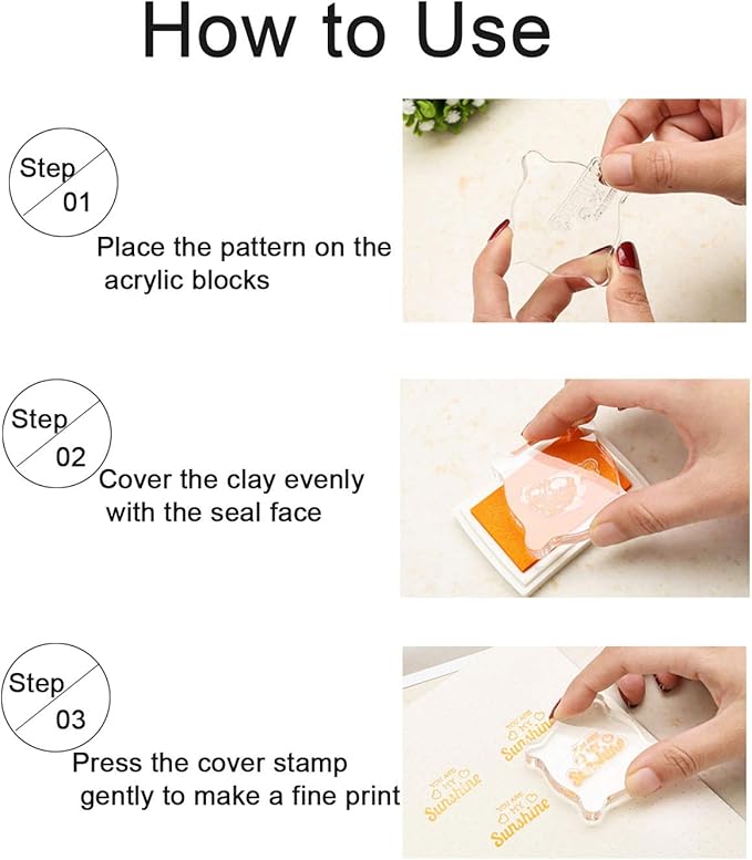 6 Pieces Stamp Blocks Acrylic Clear Stamping Blocks Tools - Image 5