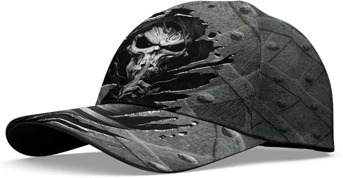 Baseball Cap for Men Women, Skull Cap for Men, Skeleton Gothic Horror Adjustable Strap Sports Soft Caps Outdoor