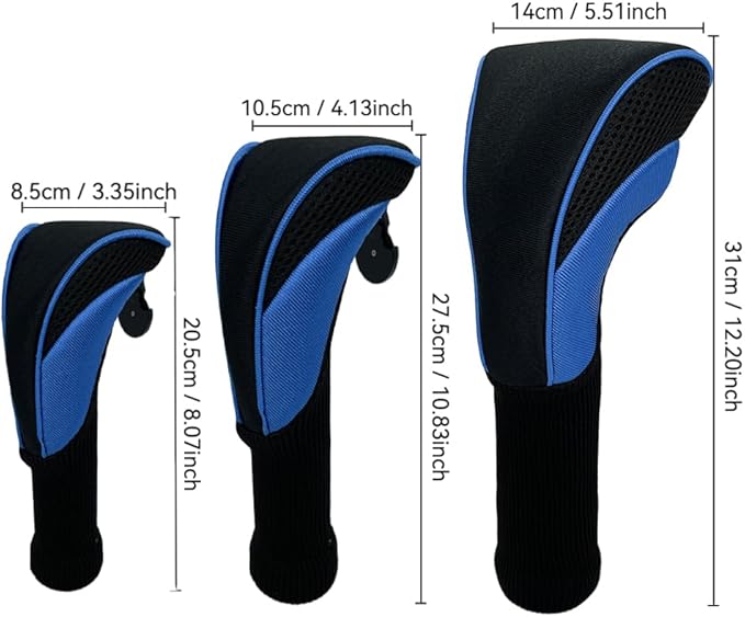 Golf Club Head Covers for Woods 3/4/5/6 Pieces Long Neck Mesh Sports Golf Club Headcovers Set with Interchangeable No. Tags 3 4 5 6 7 X Golf Accessories for Men Women