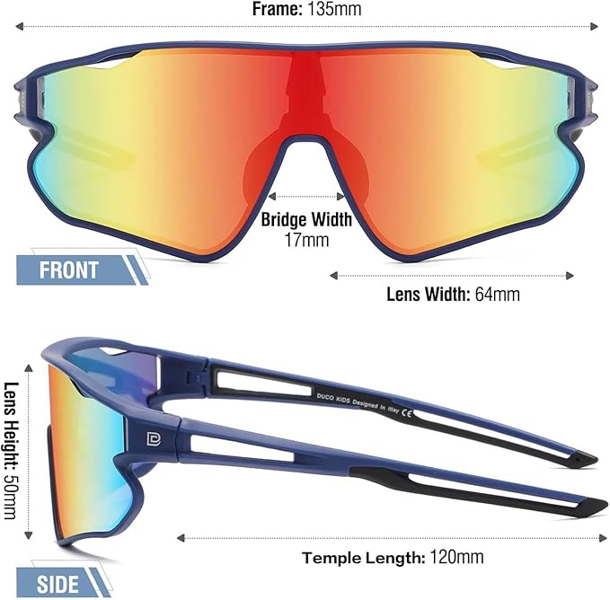 DUCO Kids Sunglasses Youth Baseball Sun Glasses Lightweight TR90 Frame UV400 Sports Cycling Shades for Boys Girls DK268