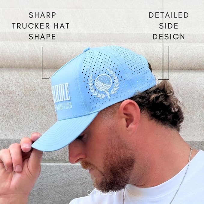 CITRUSY Athletic Trucker Golf Hat | Performance Mens 5 Panel Cap | Cool Breathable Waterproof Workout Running Snapback