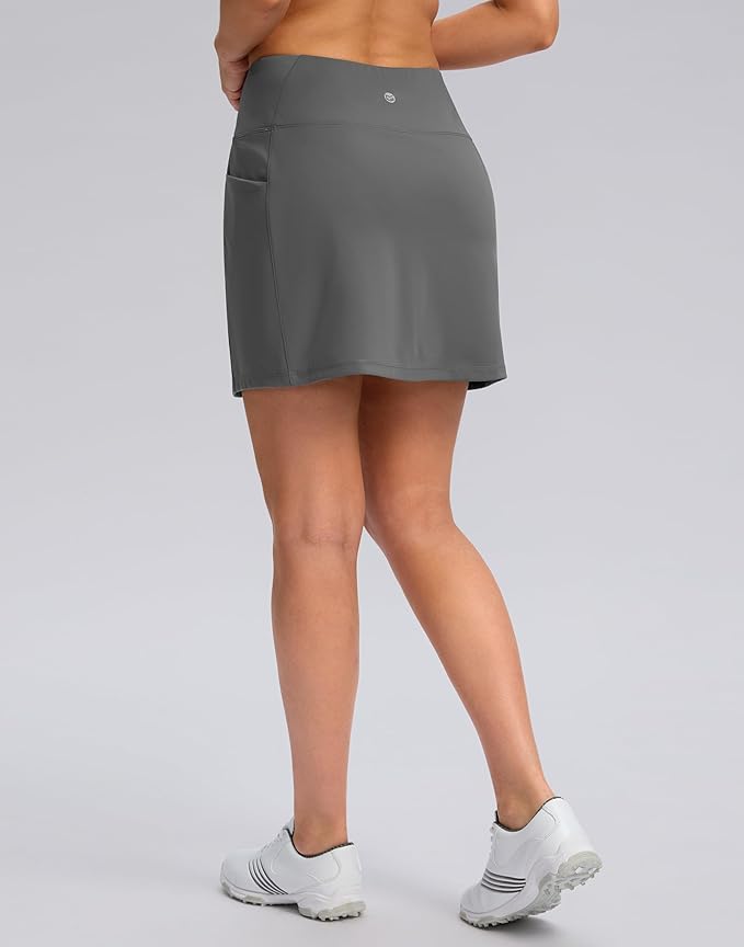 Women's Golf Skirts Skort 4 Side Pockets High Waisted Stretchy Tennis Skirt with Short Athletic Casual