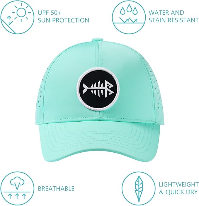 BASSDASH UPF 50+ Quick Dry Baseball Cap Water Resistant Laser Cut Mesh Snapback Hat for Men Women Fishing Hiking FH14