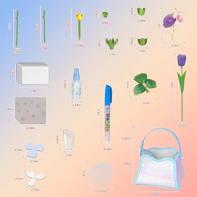 kenvc DIY Flower Bouquets Toys, Fabric Flower Market Toy is - Image 9