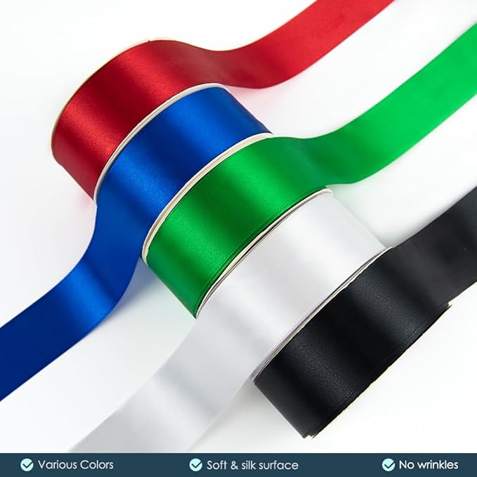KMER LIFE 1-1/2" Wide x 50 Yards Navy Blue Single Faced Polyester Satin Ribbon - Image 4