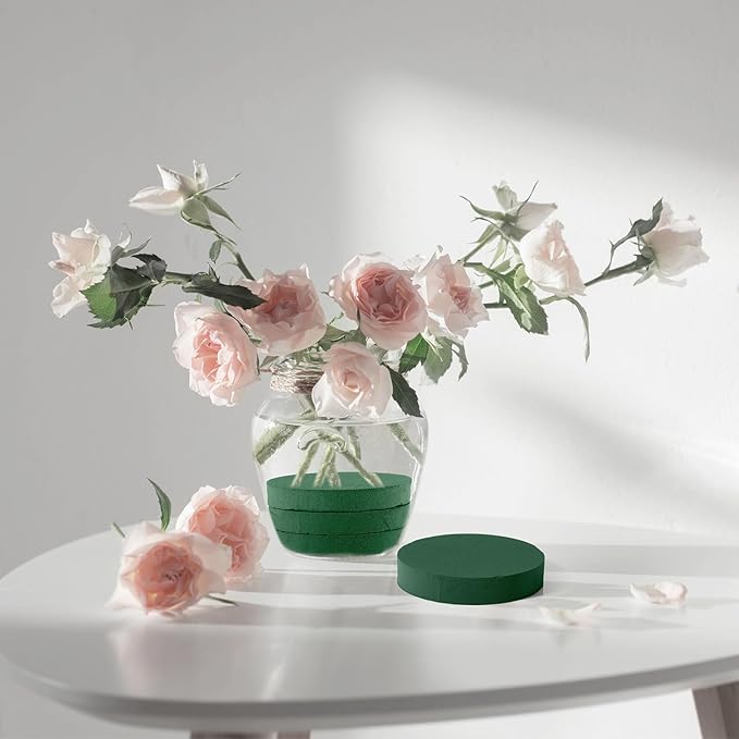 Maitys 12 Pieces Round Floral Foam Wet Green Flower Foam DIY Flower Arrangement - Image 6