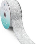 CT CRAFT LLC Glitter Wired Ribbon 1.5" x 10 Yards Silver by CTCRAFTLLC