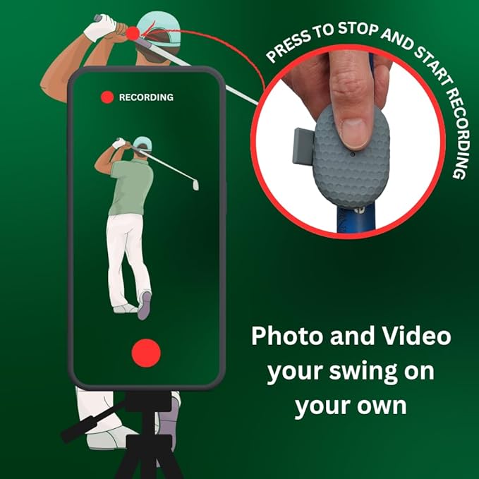 SnapSwing Hands-Free Golf Swing Recorder – Instantly Film Every Swing from Your Club Grip – Fix Your Swing Faster Without a Coach – Bluetooth Remote, Fits Any Golf Club