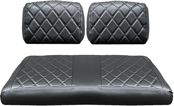 NOKINS Golf Cart Seat Covers Fit for Yamaha G2 G8 G9 G11 G14 G16 G19 G20 G21 G22 OEM Standard Front Seat Cushion, Yamaha Replacement Front Seat Covers, Golf Cart Accessories (Black&Black Stitch)