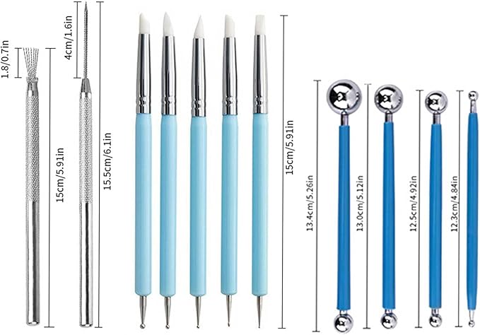 11件粘土雕刻工具, 细节针，陶器工具套件, 儿童和成人的陶瓷用品, 各种各样成人陶器和雕塑工具 - Image 2