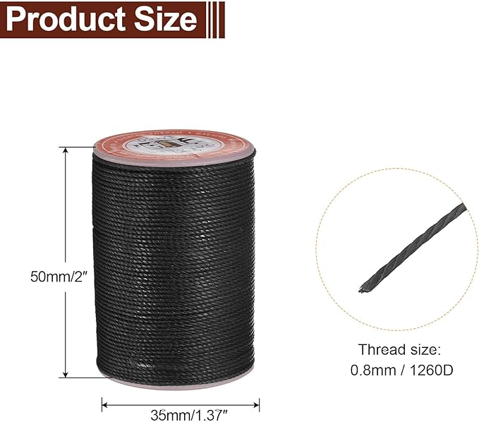uxcell Round Leather Sewing Waxed Thread, 55m / 60 Yards Polyester Wax String - Image 2