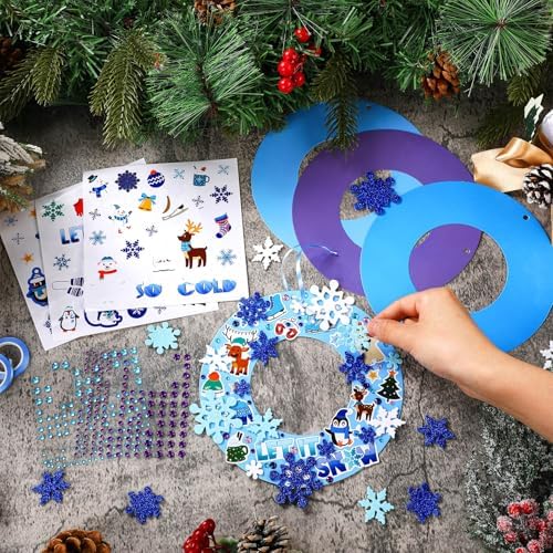 Hollowfly 48 Sets Winter Snowflake Wreath Craft Kits