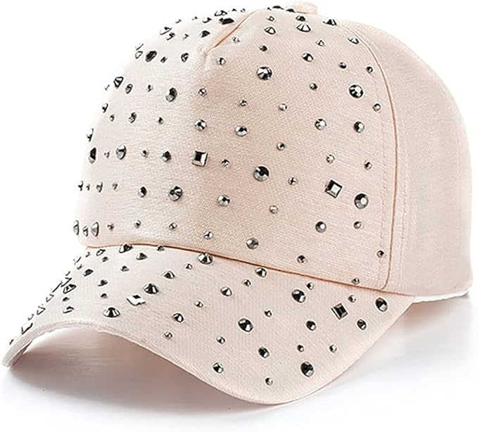Gudessly Adjustable Breathable Rhinestone Baseball Cap for Women Bling Sequins Casual Sports Cap