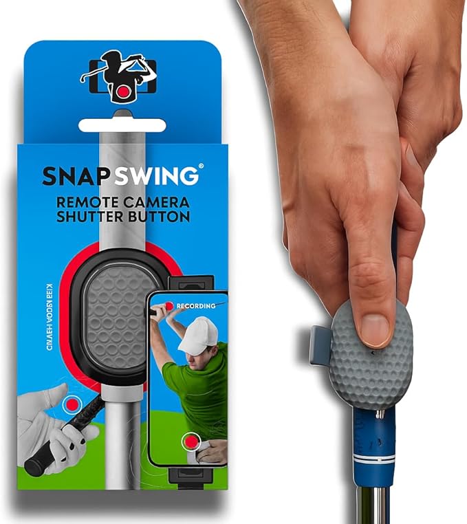 SnapSwing Hands-Free Golf Swing Recorder – Instantly Film Every Swing from Your Club Grip – Fix Your Swing Faster Without a Coach – Bluetooth Remote, Fits Any Golf Club