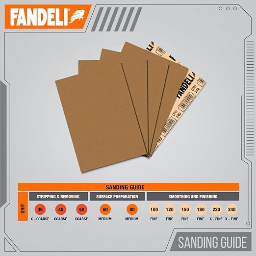 Fandeli 36027 220 Grit Multipurpose Sandpaper Sheets - Image 6