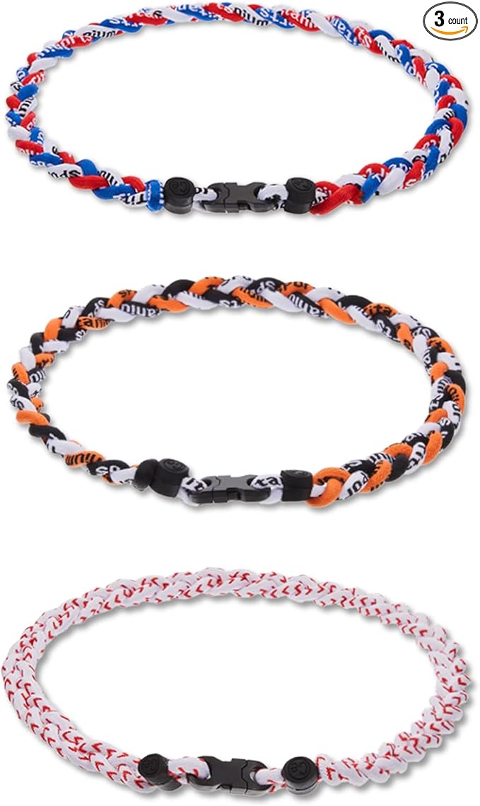 Junkin Baseball Necklaces Three Braided Rope Titanium Necklace for Fans Team Gifts Boys Men Player Softball Sports