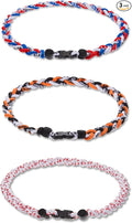 Junkin Baseball Necklaces Three Braided Rope Titanium Necklace for Fans Team Gifts Boys Men Player Softball Sports