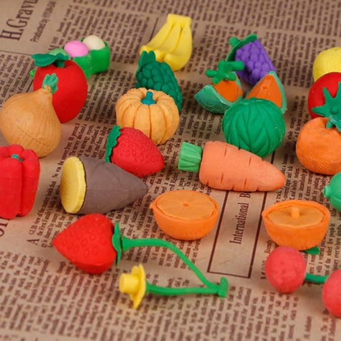 72 Pcs Assorted Food Pencil Erasers Toy Set, Cake Dessert Fruit Puzzle Erasers - Image 6