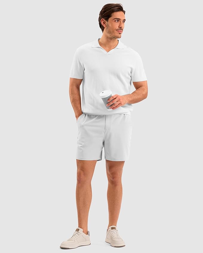 Pudolla Men's Casual Shorts 7"/9"/5" Lightweight Golf Shorts with 3 Pockets Stretch Quick Dry Comfy Work Shorts
