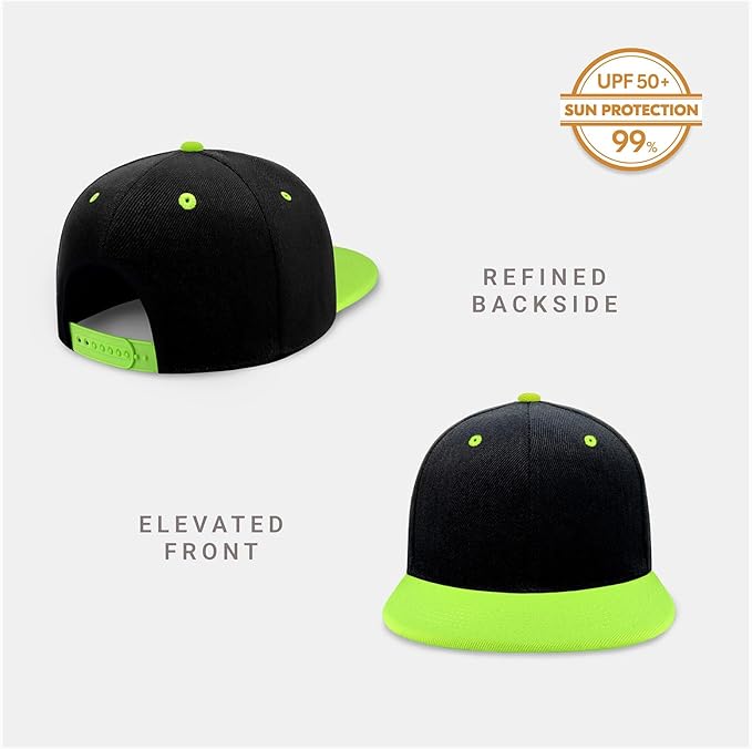CHOK.LIDS Flat Bill Visor Classic Snapback Hat Blank Adjustable Brim High Top End Trendy Color Style Plain Tone Baseball Cap