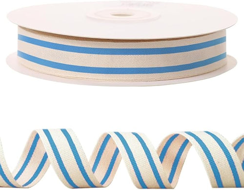 10 Yards × 3/5 Inch Blue Natural Cotton Ribbon, Double Sided Webbing Straps by Unknown