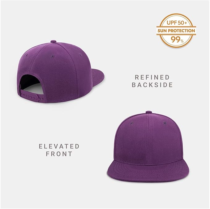 CHOK.LIDS Flat Bill Visor Classic Snapback Hat Blank Adjustable Brim High Top End Trendy Color Style Plain Tone Baseball Cap