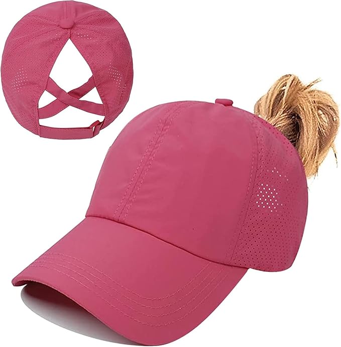 Criss Cross Hat Washed Distressed Baseball Cap Ponytail Hat High Messy Bun Ponycap for Women