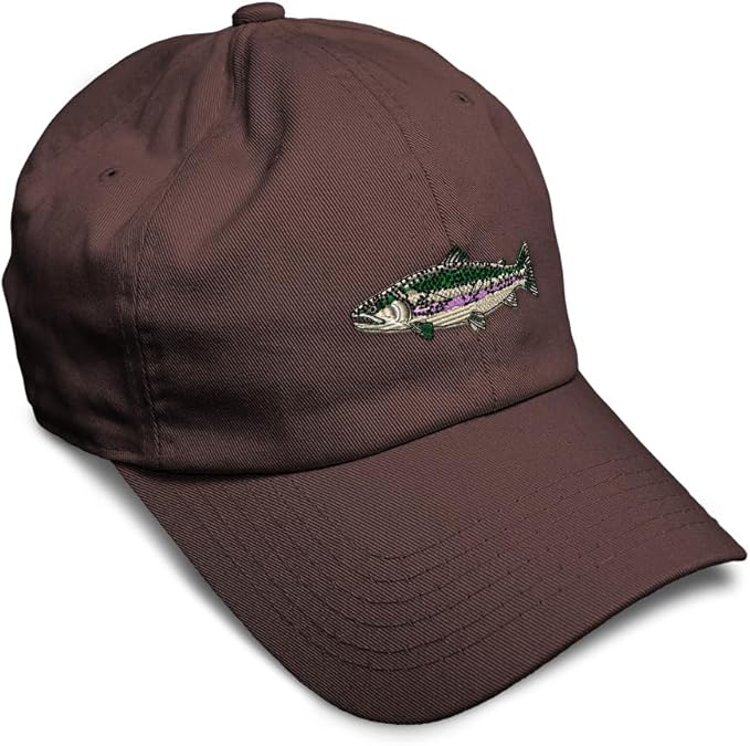 Custom Soft Baseball Hat Embroidered Dad Hat Fish Rainbow Trout Men & Ladies Baseball Cap Cotton