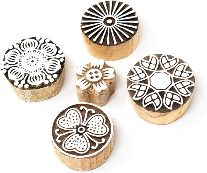 Hashcart Wooden Indian Traditional Design Printing Stamps/Blocks by Hashcart