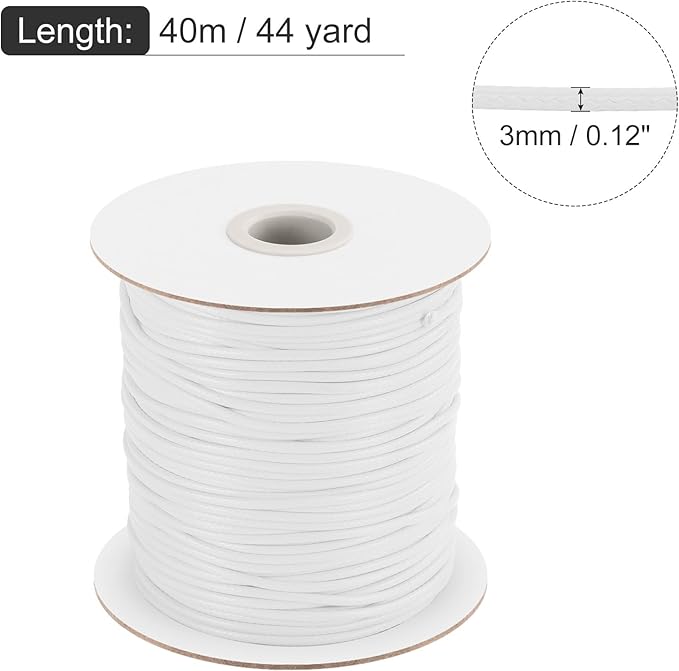 MECCANIXITY Waxed Cord 3mm Waxed Polyester Cord 44 Yard Wax String - Image 2