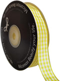 Yellow Gingham Plaid Checked Ribbon 25 Yards Each Roll 100% Polyester by Micomon