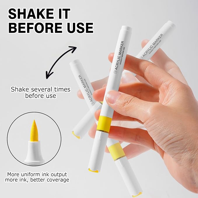 ROSYMENG 9 Color Acrylic Paint Pens, Quick-Drying Waterproof Acrylic Paint - Image 7