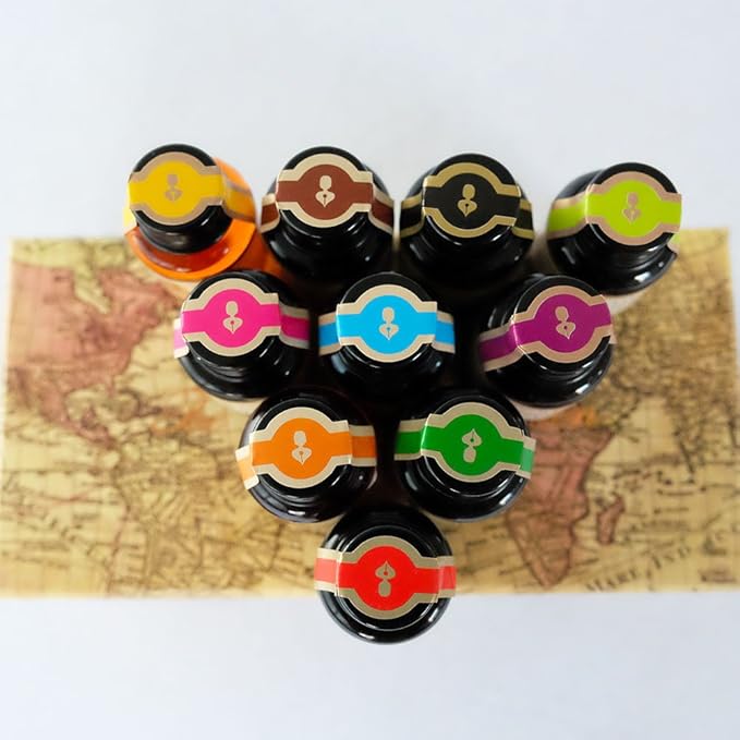GC QUILL Dip Pen Ink, 10 Colors Fountain Dip Pen Ink Set Non-Carbon Drawing - Image 3